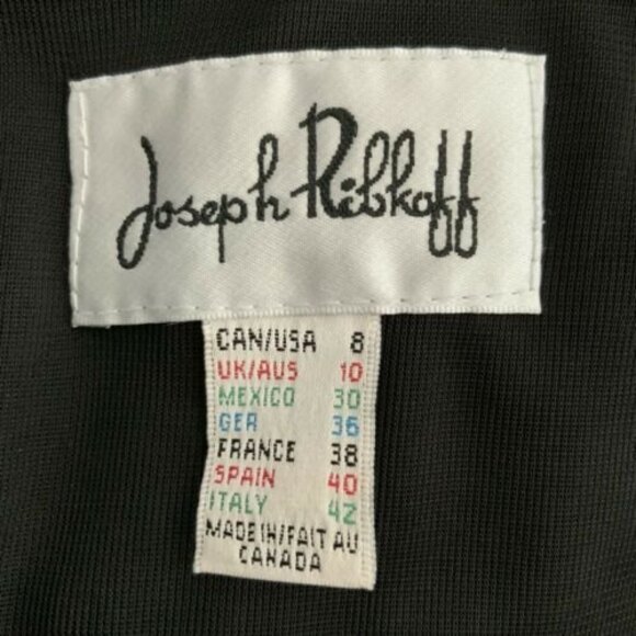 Joseph Ribkoff Black Polka-dot Dress Cap Sleeves Faux Wrap Stretch 8 - Picture 3 of 10